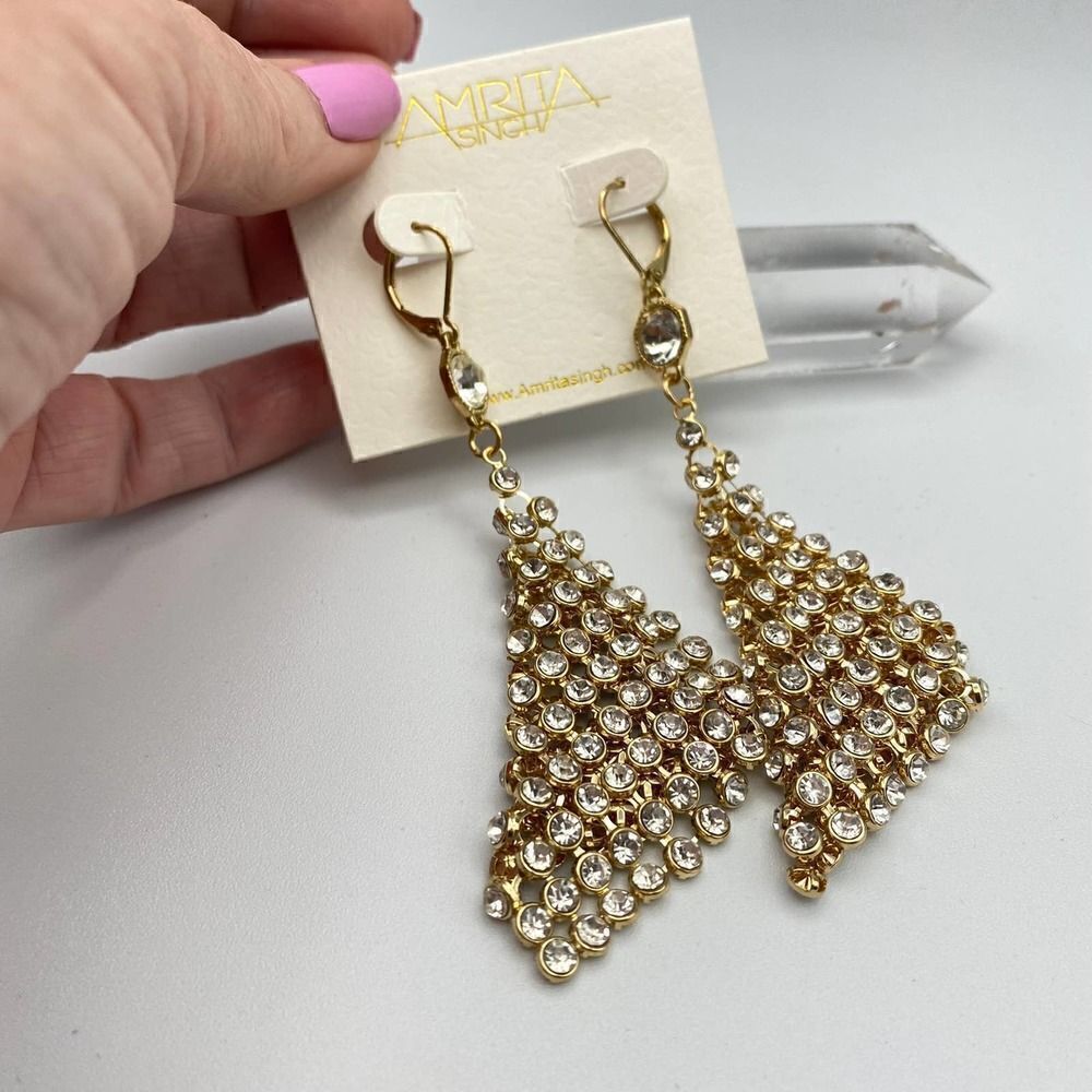 Amrita Singh Crystal Gold Drop Earring - Picture 6 of 9